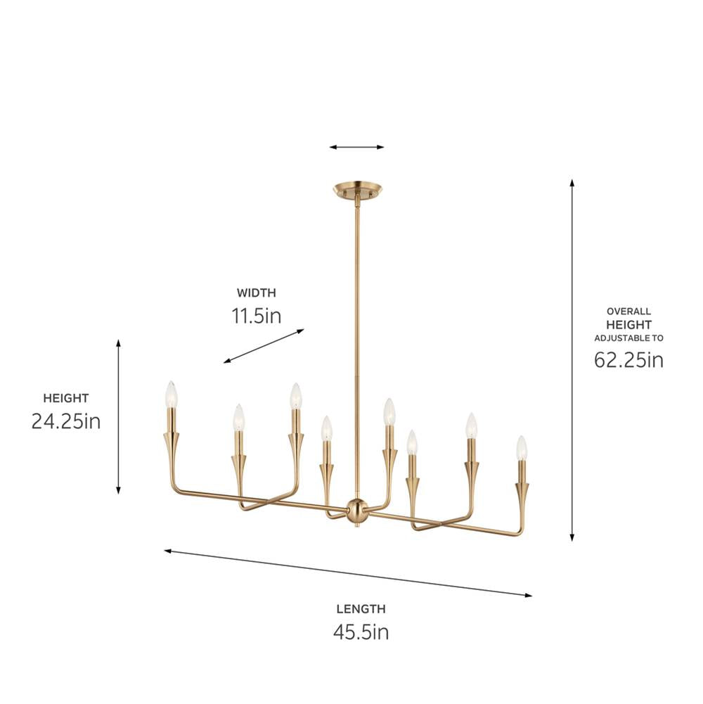 Kichler Lighting 52693CPZ Champagne Bronze Alvaro 45.5 Inch 8 Light Linear Chandelier In Champagne Bronze Image 2
