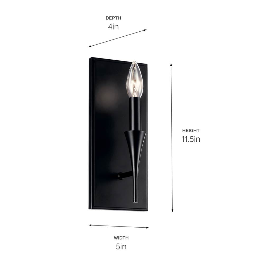Kichler Lighting 52694BK Black Alvaro 11.5 Inch 1 Light Wall Sconce In Black Image 2