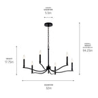 Kichler Lighting 52695BK Black Malene 32 Inch 6 Light Chandelier In Black Image 2