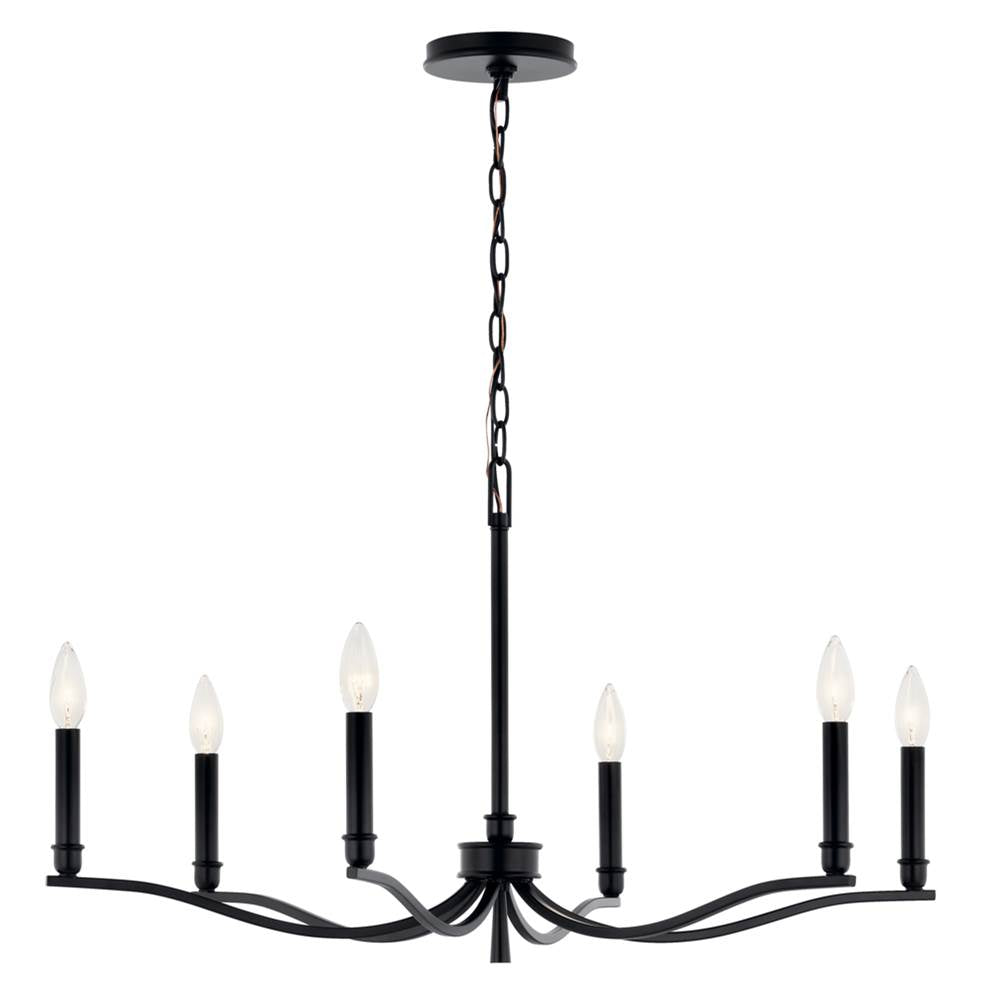 Kichler Lighting 52695BK Black Malene 32 Inch 6 Light Chandelier In Black Image 4