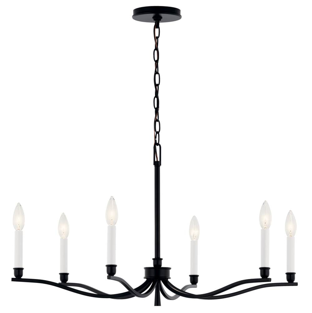 Kichler Lighting 52695BK Black Malene 32 Inch 6 Light Chandelier In Black Image 3