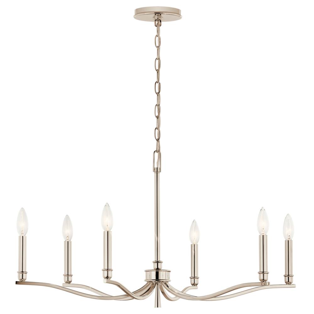 Kichler Lighting 52695PN Polished Nickel Malene 32 Inch 6 Light Chandelier In Polished Nickel Image 4