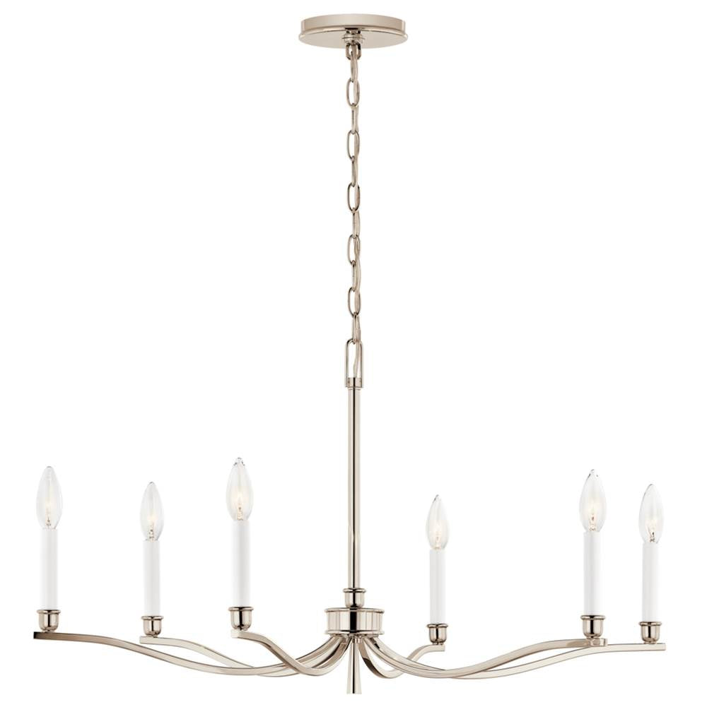 Kichler Lighting 52695PN Polished Nickel Malene 32 Inch 6 Light Chandelier In Polished Nickel Image 3