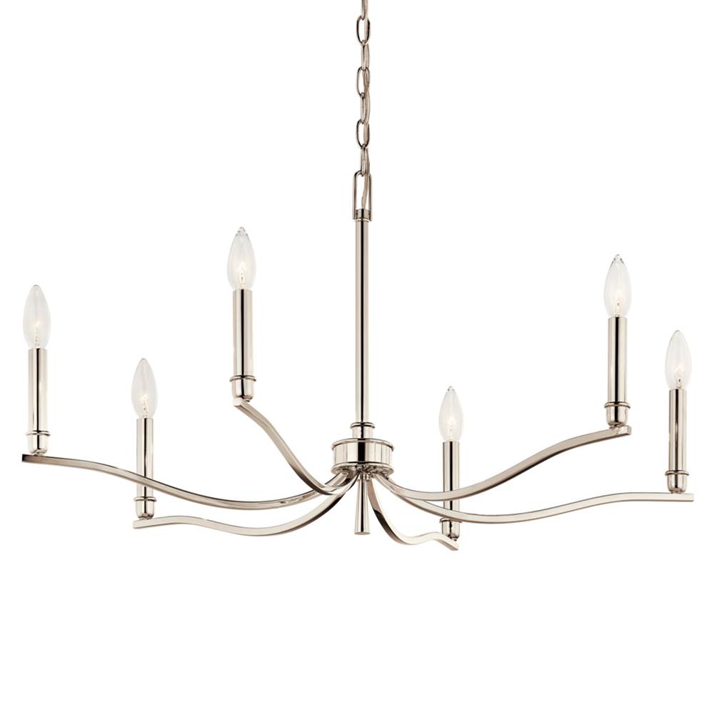 Kichler Lighting Malene 32 Inch 6 Light Chandelier In Polished Nickel