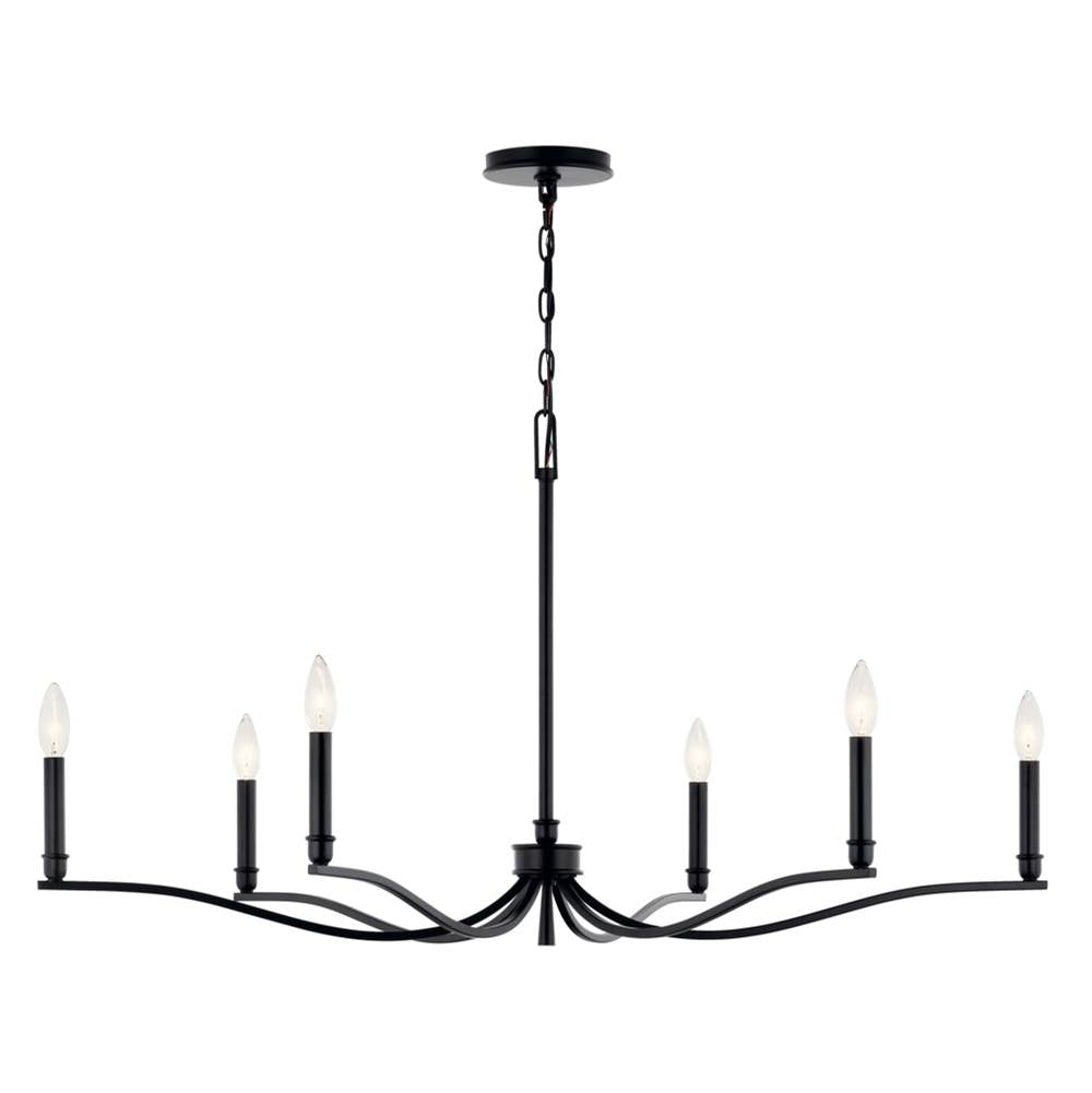 Kichler Lighting 52696BK Black Malene 42 Inch 6 Light Chandelier In Black Image 4