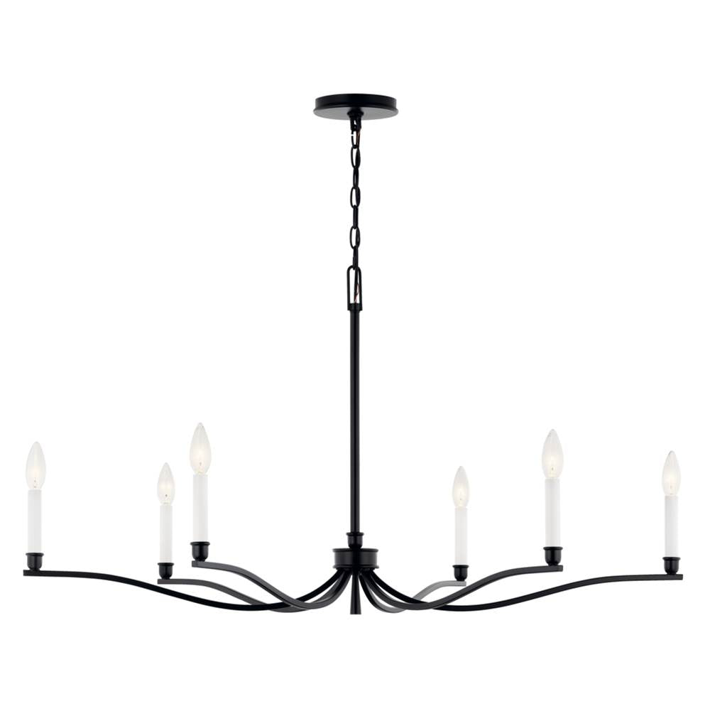 Kichler Lighting 52696BK Black Malene 42 Inch 6 Light Chandelier In Black Image 3