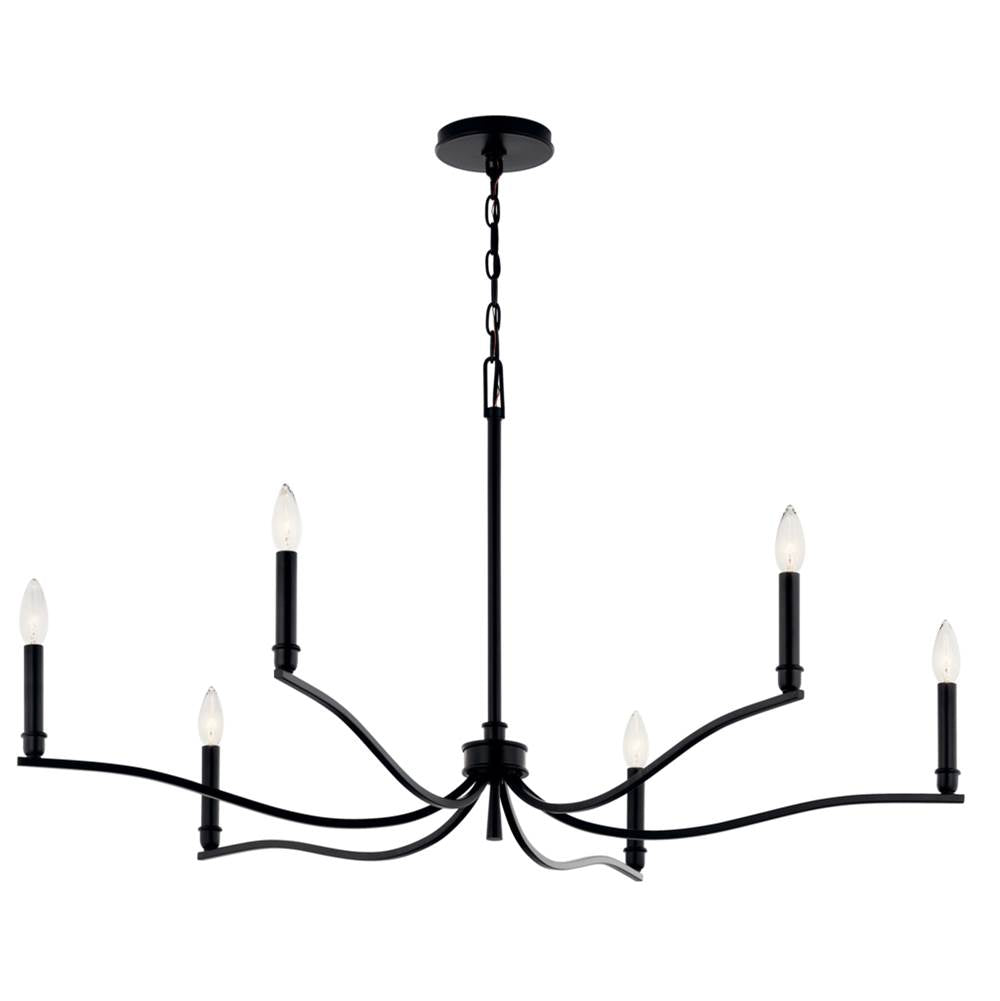 Kichler Lighting 52696BK Black Malene 42 Inch 6 Light Chandelier In Black Image 1