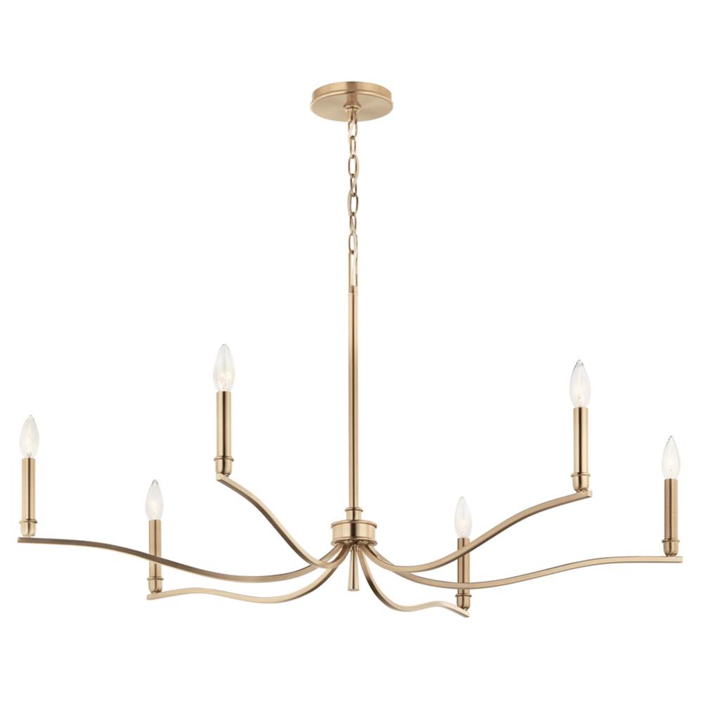 Kichler Lighting 52696CPZ Champagne Bronze Malene 42 Inch 6 Light Chandelier In Champagne Bronze Image 1