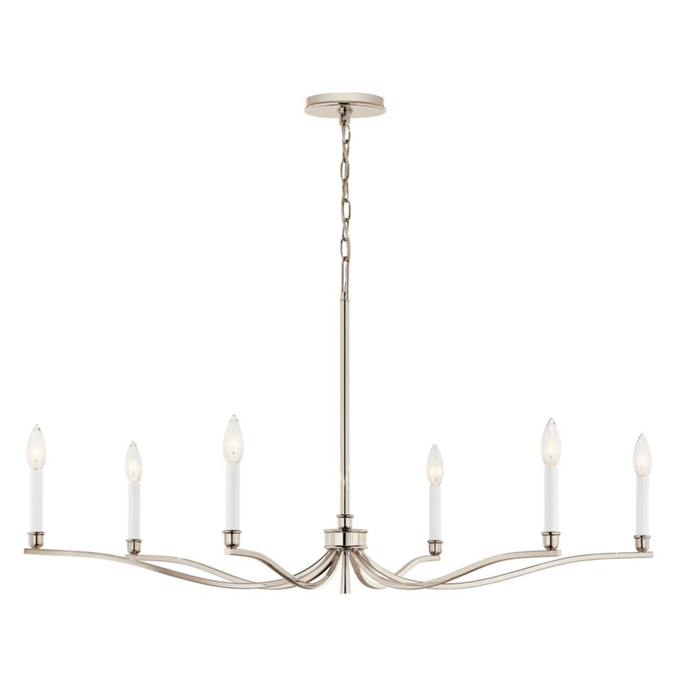 Kichler Lighting 52696PN Polished Nickel Malene 42 Inch 6 Light Chandelier In Polished Nickel Image 3