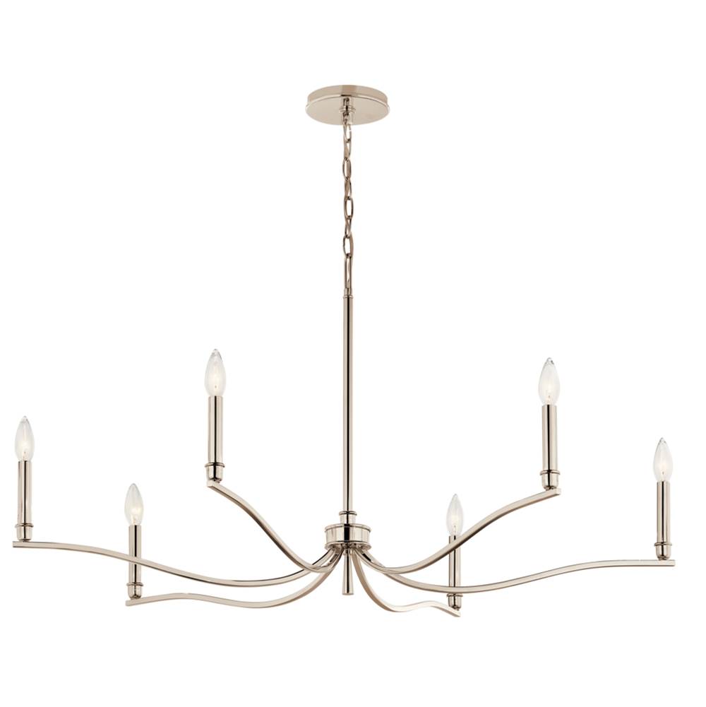 Kichler Lighting 52696PN Polished Nickel Malene 42 Inch 6 Light Chandelier In Polished Nickel Image 1