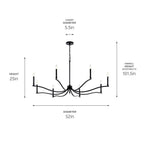 Kichler Lighting 52697BK Black Malene 52 Inch 8 Light Chandelier In Black Image 2