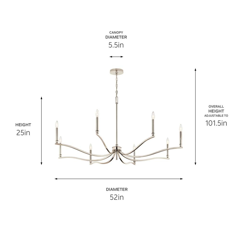 Kichler Lighting 52697PN Polished Nickel Malene 52 Inch 8 Light Chandelier In Polished Nickel Image 2