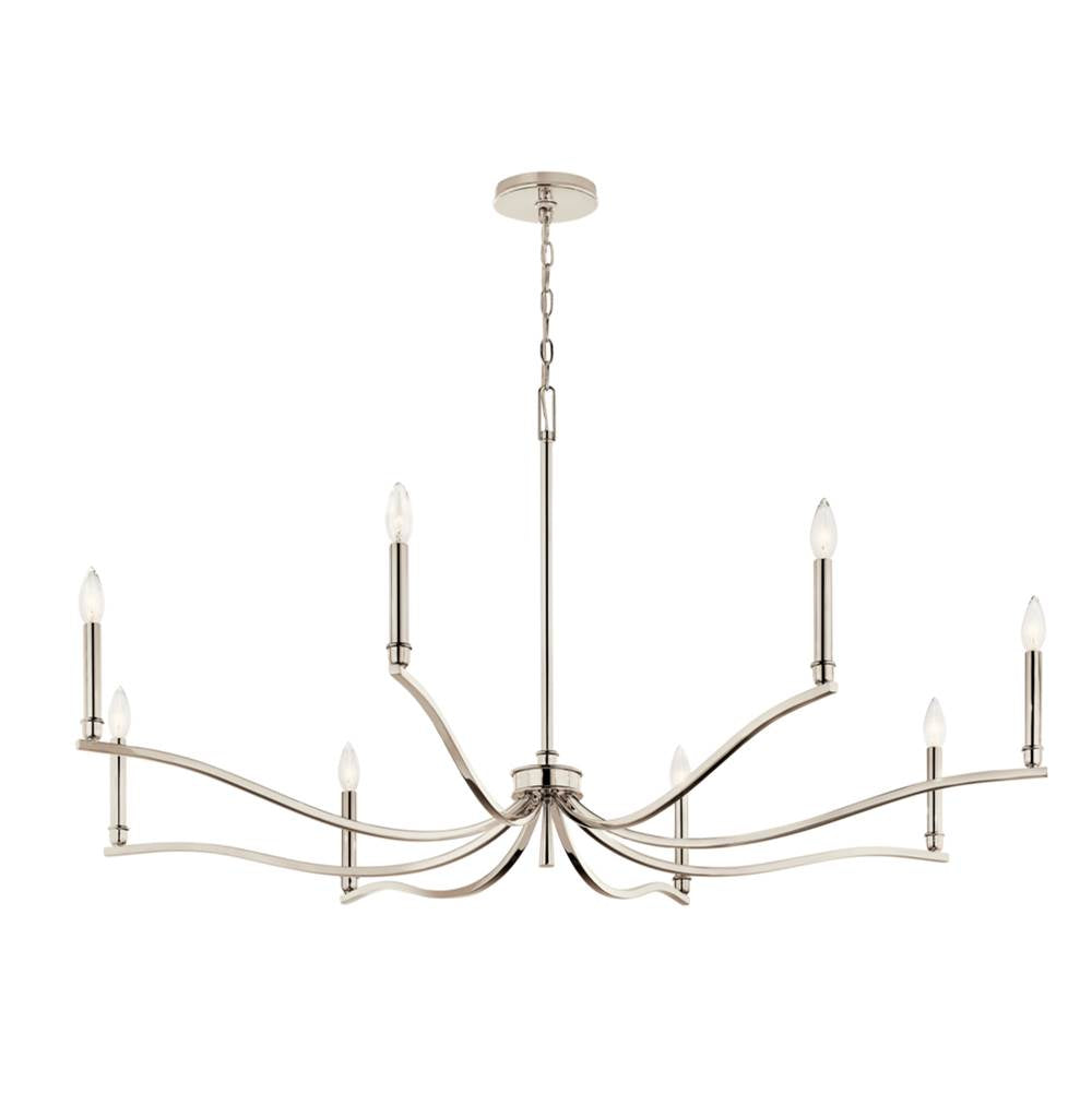 Kichler Lighting 52697PN Polished Nickel Malene 52 Inch 8 Light Chandelier In Polished Nickel Image 1