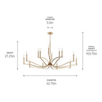 Kichler Lighting 52698CPZ Champagne Bronze Malene 52.75 Inch 14 Light 2-tier Chandelier In Champagne Bronze Image 2