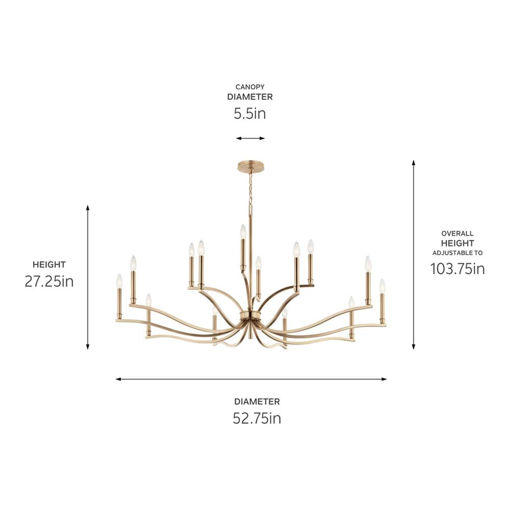 Kichler Lighting 52698CPZ Champagne Bronze Malene 52.75 Inch 14 Light 2-tier Chandelier In Champagne Bronze Image 2