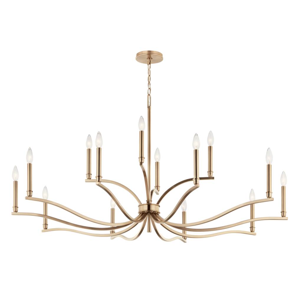 Kichler Lighting 52698CPZ Champagne Bronze Malene 52.75 Inch 14 Light 2-tier Chandelier In Champagne Bronze Image 1