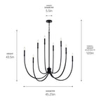 Kichler Lighting 52699BK Black Malene 45.25 Inch 8 Light Foyer Chandelier In Black Image 2