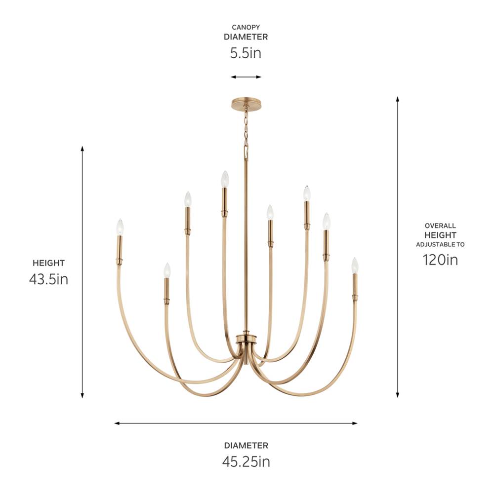 Kichler Lighting 52699CPZ Champagne Bronze Malene 45.25 Inch 8 Light Foyer Chandelier In Champagne Bronze Image 2