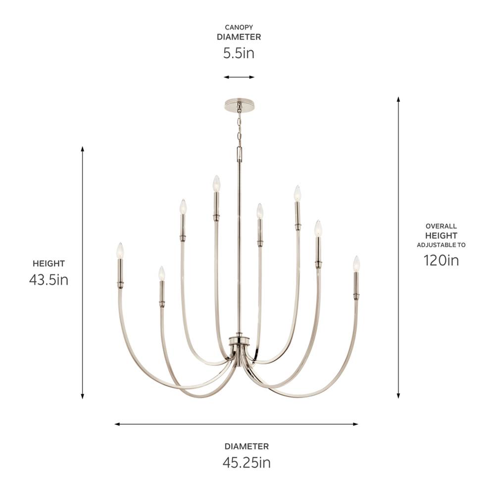 Kichler Lighting 52699PN Polished Nickel Malene 45.25 Inch 8 Light Foyer Chandelier In Polished Nickel Image 2