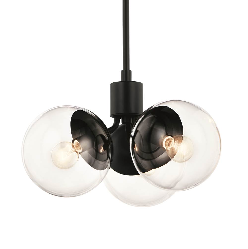 Kichler Lighting Silvarious 16.5 Inch 3 Light Convertible Pendant With Clear Glass In Black