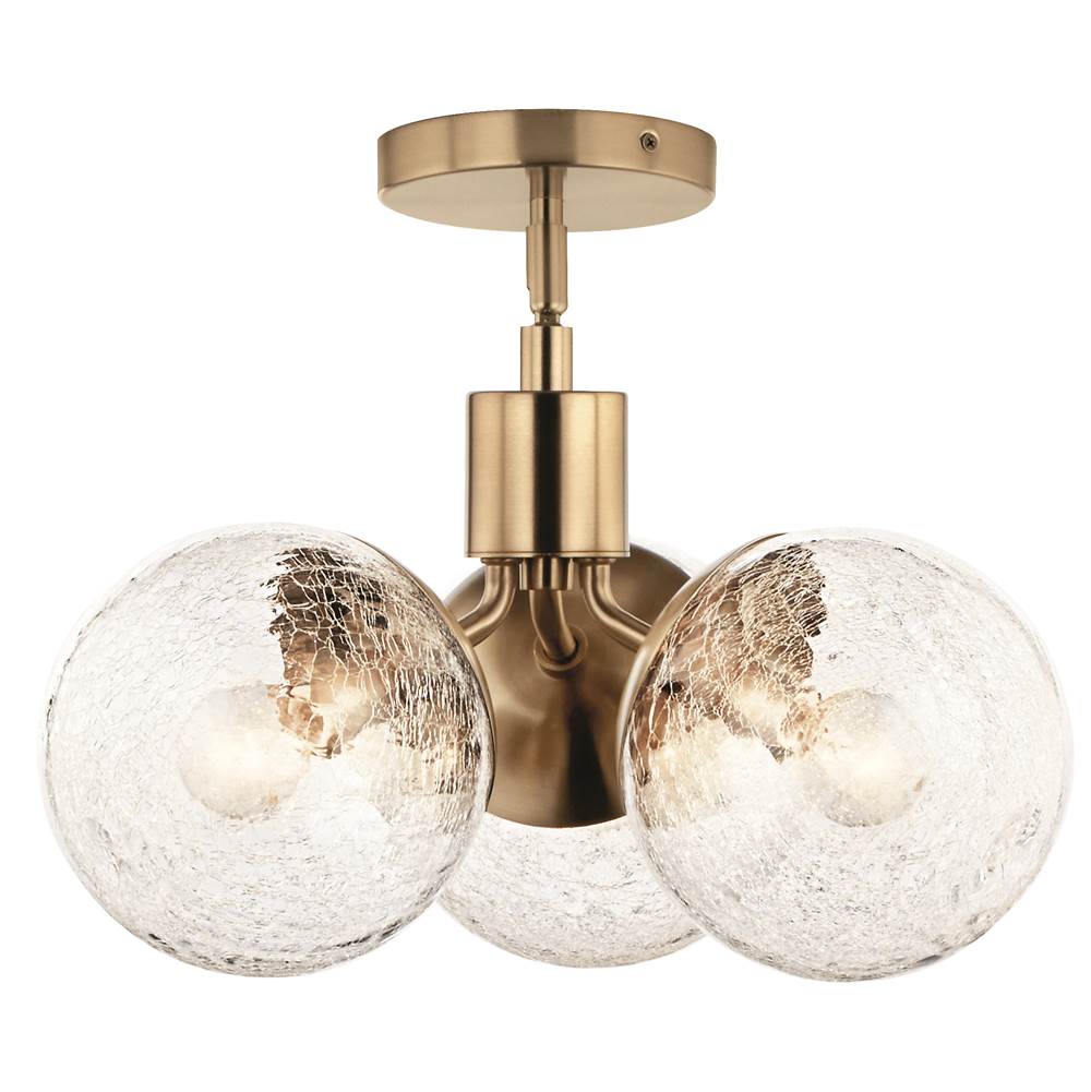 Kichler Lighting 52700CPZ Champagne Bronze Silvarious 16.5 Inch 3 Light Convertible Pendant With Clear Crackled Glass In Champagne Bronze Image 1