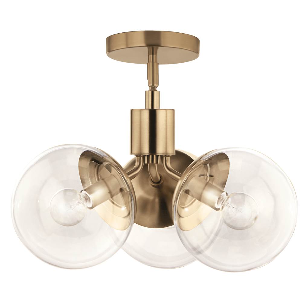 Kichler Lighting 52700CPZCLR Champagne Bronze Silvarious 16.5 Inch 3 Light Convertible Pendant With Clear Glass In Champagne Bronze Image 1