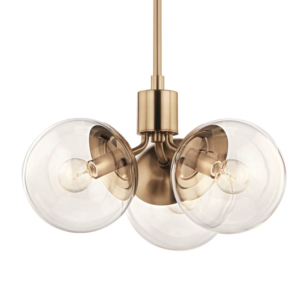 Kichler Lighting Silvarious 16.5 Inch 3 Light Convertible Pendant With Clear Glass In Champagne Bronze