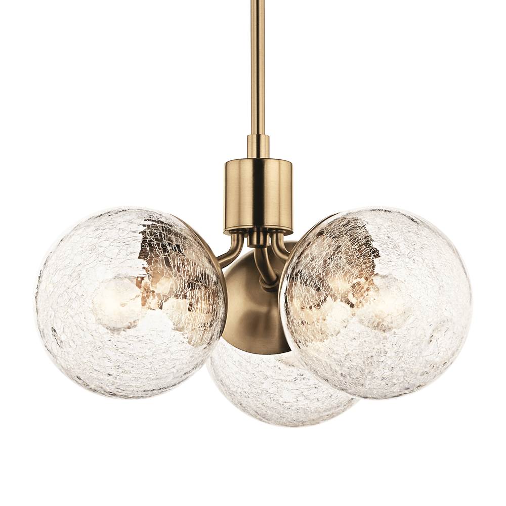 Kichler Lighting Silvarious 16.5 Inch 3 Light Convertible Pendant With Clear Crackled Glass In Champagne Bronze
