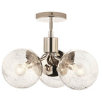 Kichler Lighting 52700PN Polished Nickel Silvarious 16.5 Inch 3 Light Convertible Pendant With Clear Crackled Glass In Polished Nickel Image 1