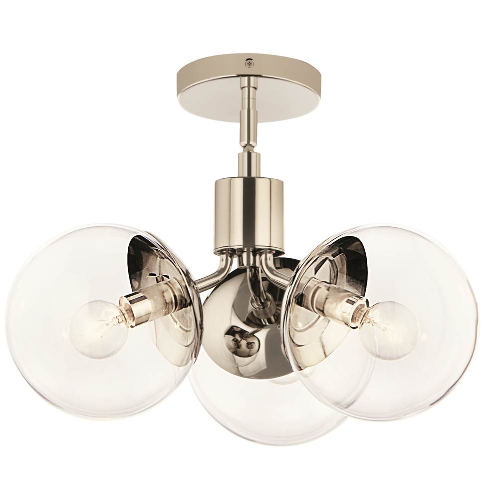 Kichler Lighting 52700PNCLR Polished Nickel Silvarious 16.5 Inch 3 Light Convertible Pendant With Clear Glass In Polished Nickel Image 4