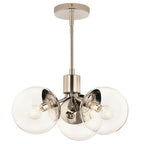 Kichler Lighting 52700PNCLR Polished Nickel Silvarious 16.5 Inch 3 Light Convertible Pendant With Clear Glass In Polished Nickel Image 3