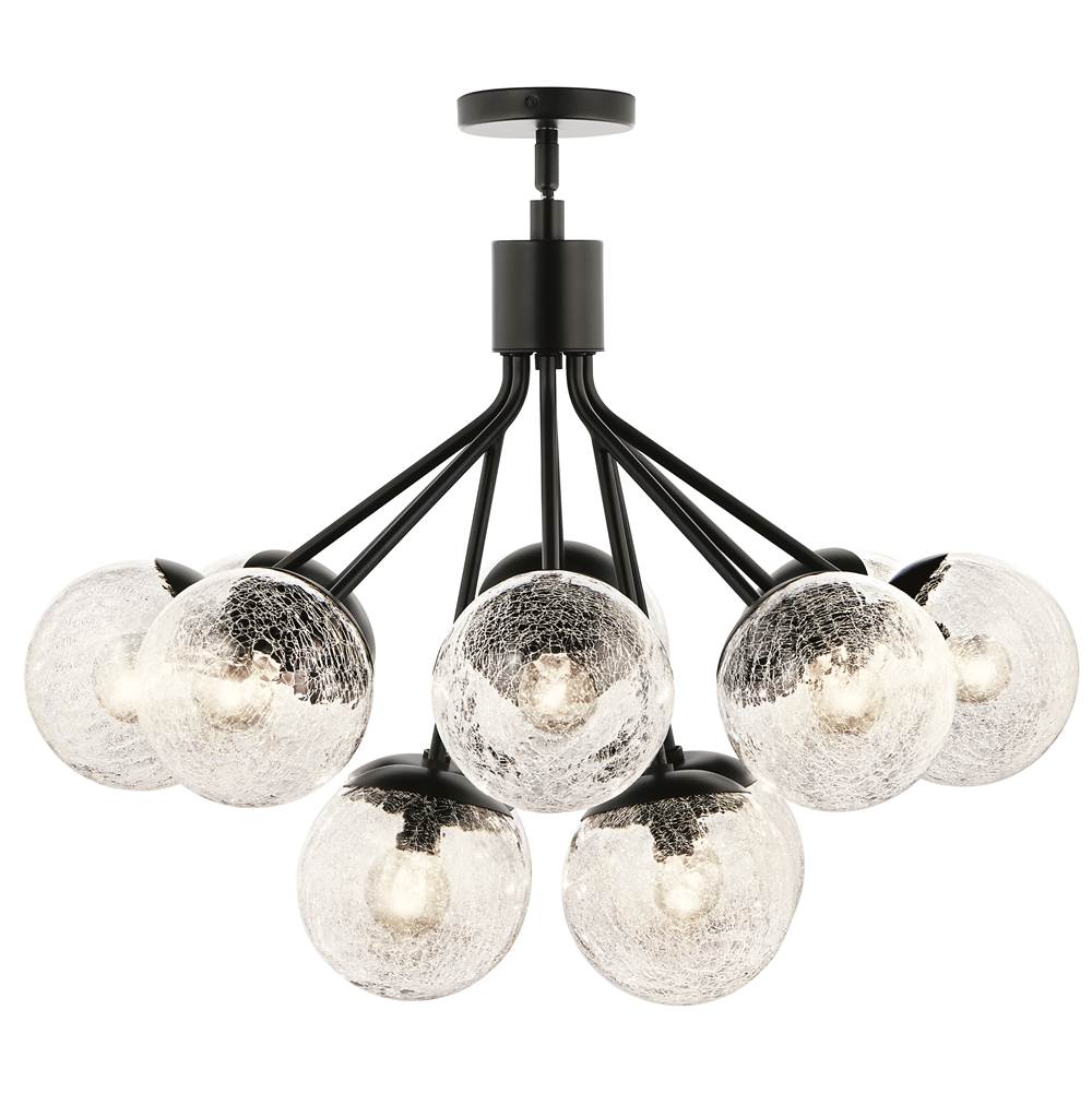 Kichler Lighting 52701BK Black Silvarious 30 Inch 12 Light Convertible Chandelier With Clear Crackled Glass In Black Image 1