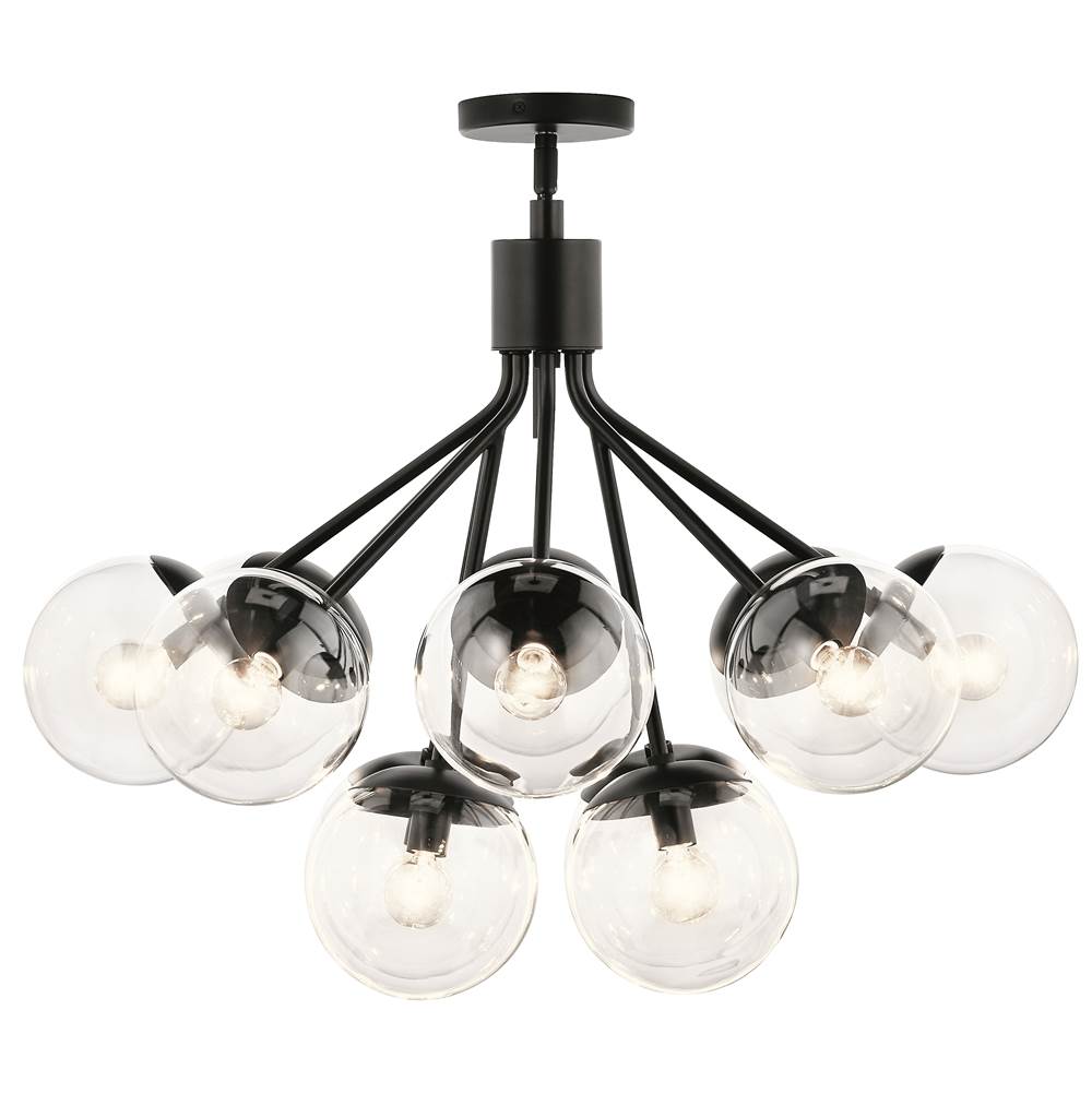 Kichler Lighting 52701BKCLR Black Silvarious 30 Inch 12 Light Convertible Chandelier With Clear Glass In Black Image 1