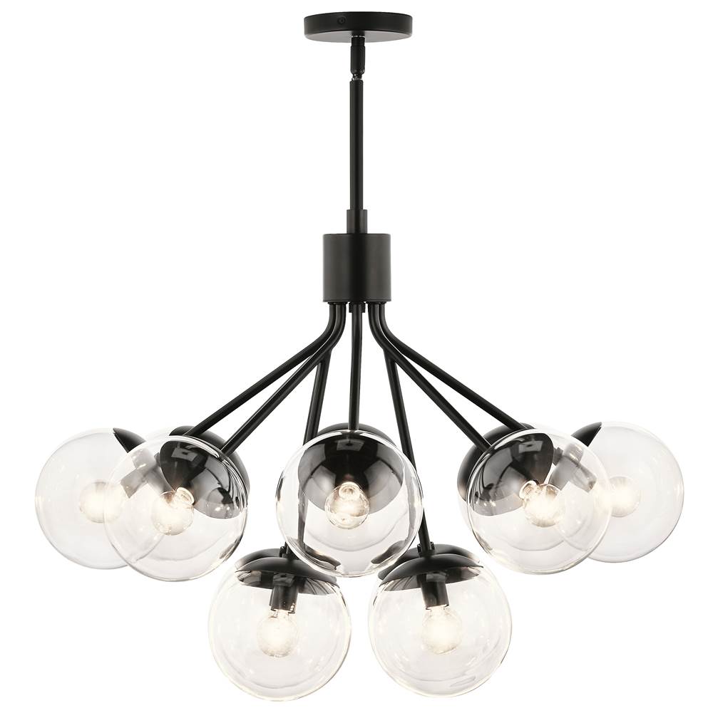Kichler Lighting Silvarious 30 Inch 12 Light Convertible Chandelier With Clear Glass In Black