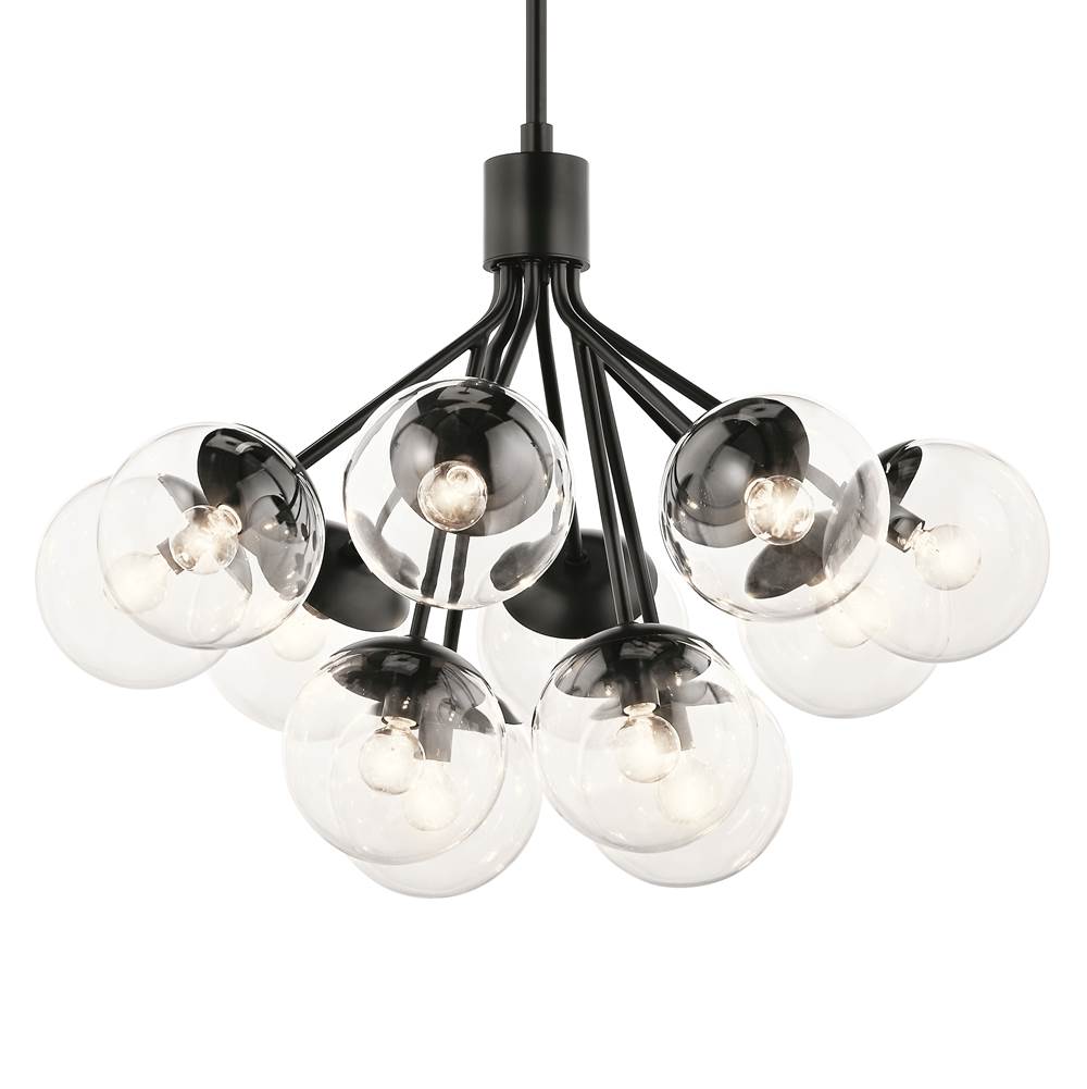 Kichler Lighting 52701BKCLR Black Silvarious 30 Inch 12 Light Convertible Chandelier With Clear Glass In Black Image 5