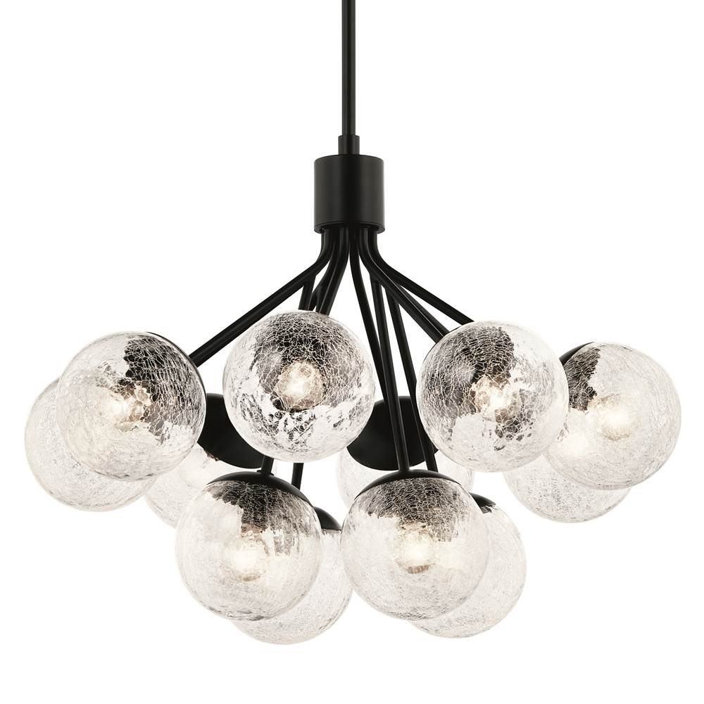 Kichler Lighting Silvarious 30 Inch 12 Light Convertible Chandelier With Clear Crackled Glass In Black
