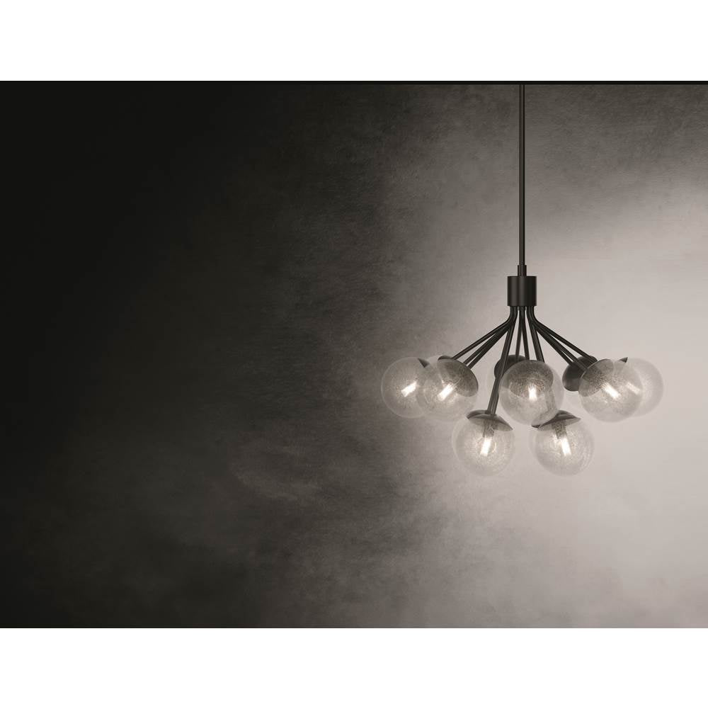Kichler Lighting 52701BK Black Silvarious 30 Inch 12 Light Convertible Chandelier With Clear Crackled Glass In Black Image 4