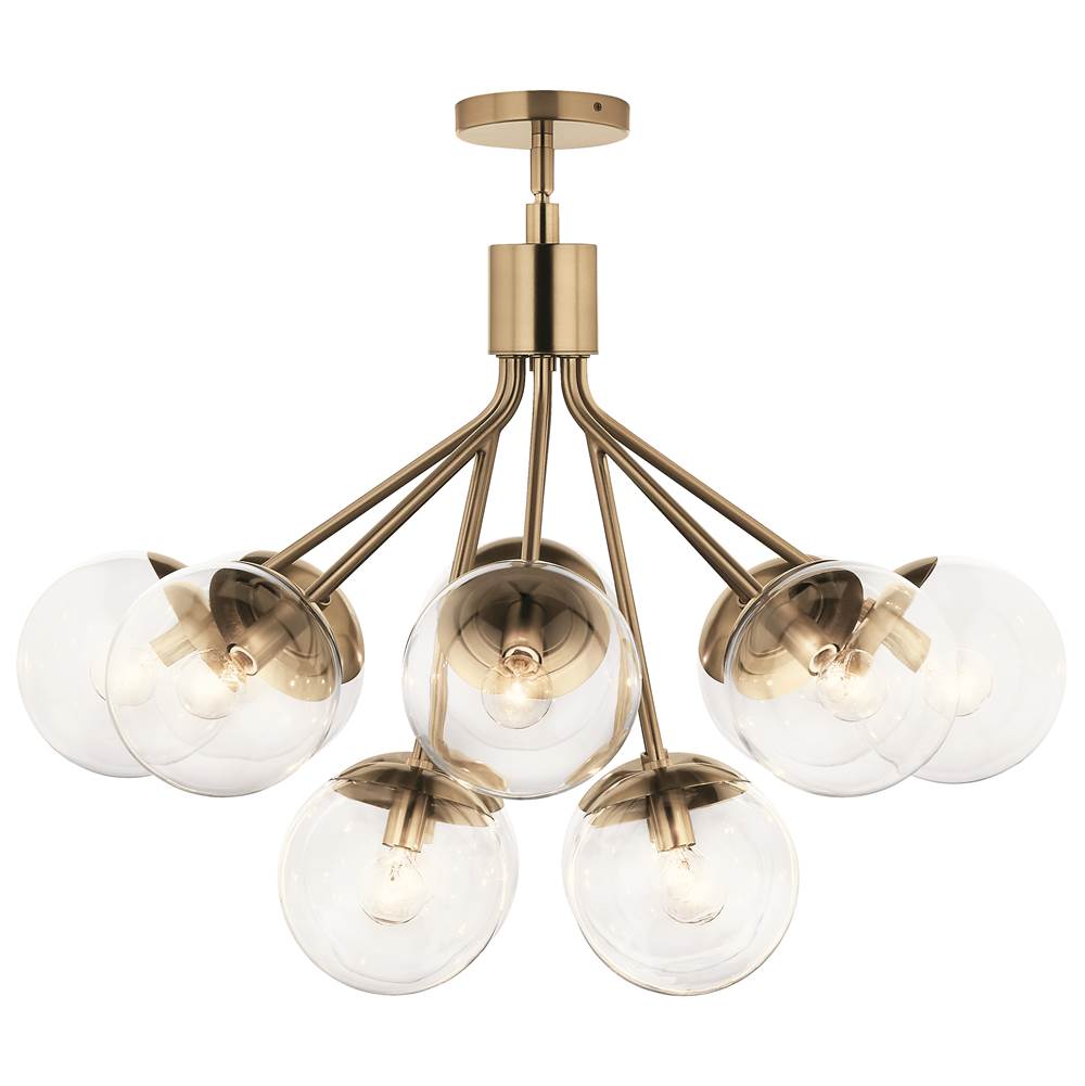 Kichler Lighting 52701CPZCLR Champagne Bronze Silvarious 30 Inch 12 Light Convertible Chandelier With Clear Glass In Champagne Bronze Image 1