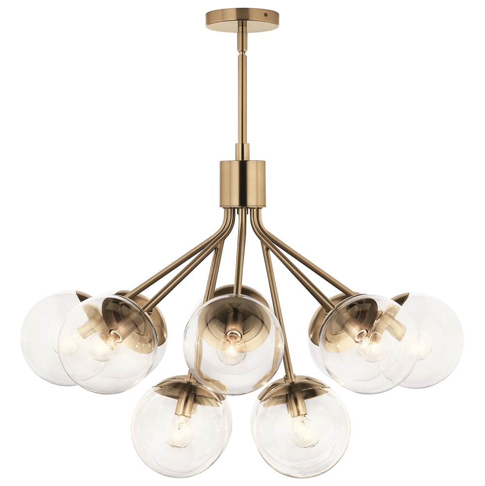 Kichler Lighting Silvarious 30 Inch 12 Light Convertible Chandelier With Clear Glass In Champagne Bronze