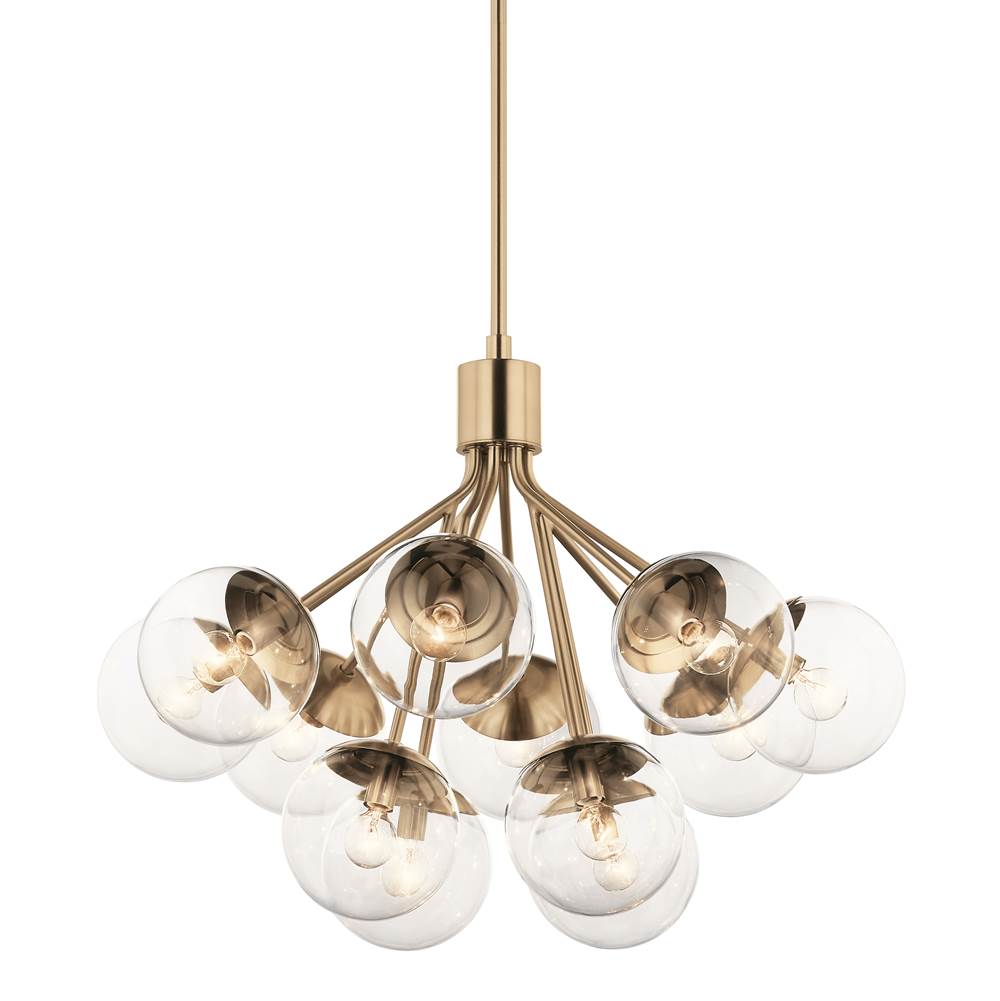 Kichler Lighting 52701CPZCLR Champagne Bronze Silvarious 30 Inch 12 Light Convertible Chandelier With Clear Glass In Champagne Bronze Image 5