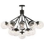Kichler Lighting 52702BK Black Silvarious 38 Inch 16 Light Convertible Chandelier With Clear Crackled Glass In Black Image 1