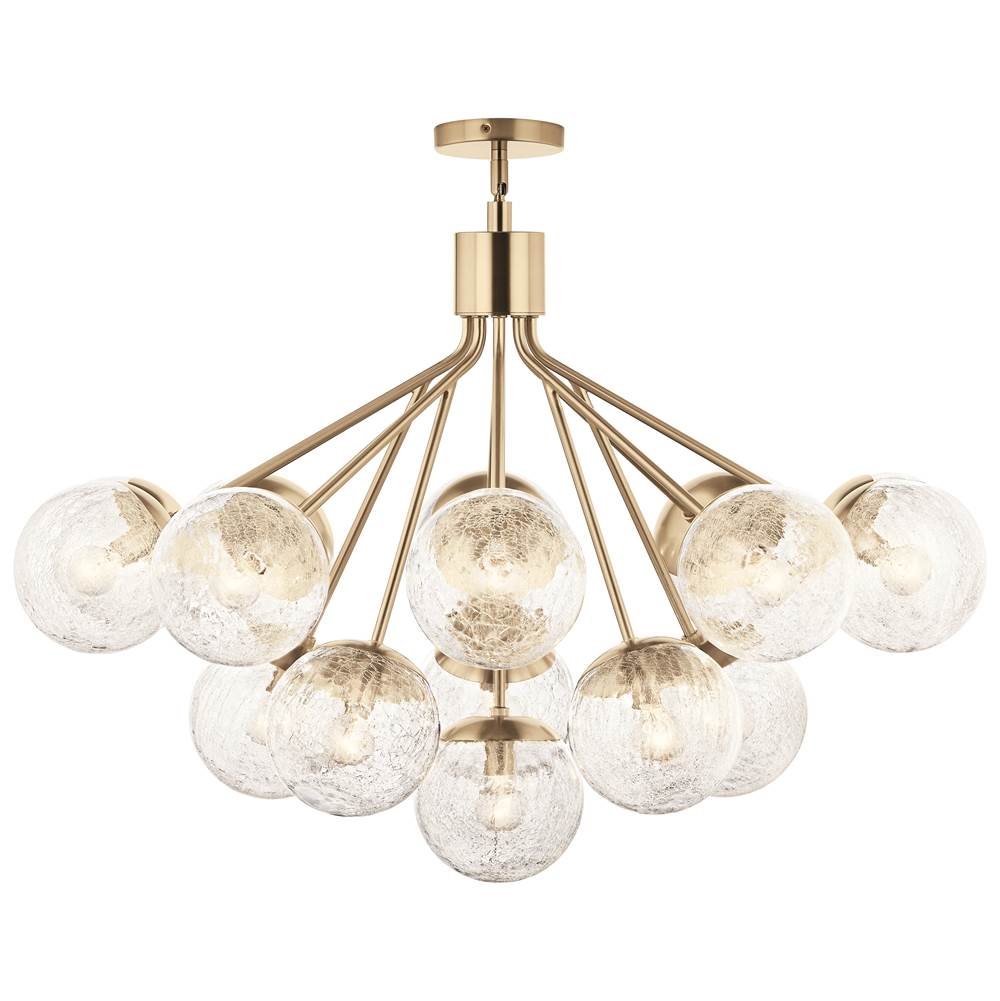 Kichler Lighting 52702CPZ Champagne Bronze Silvarious 38 Inch 16 Light Convertible Chandelier With Clear Crackled Glass In Champagne Bronze Image 1