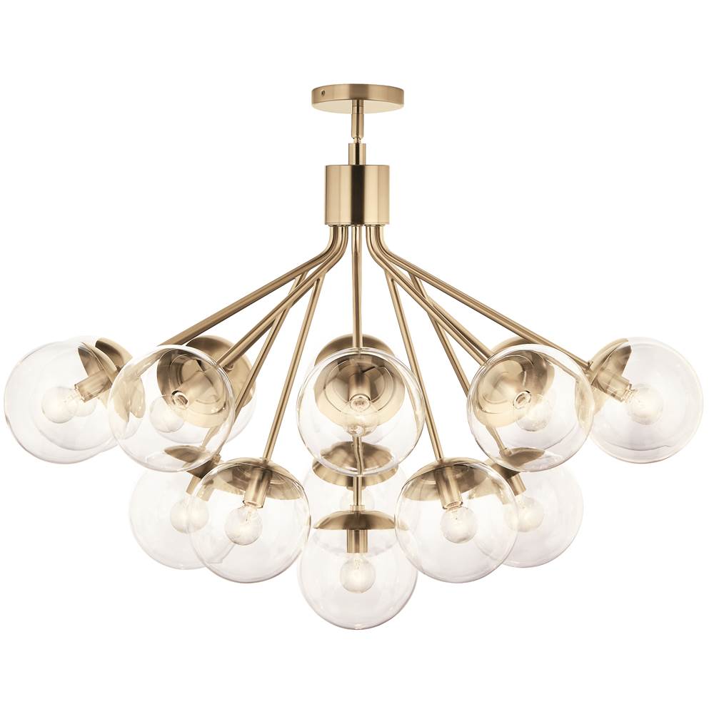 Kichler Lighting 52702CPZCLR Champagne Bronze Silvarious 38 Inch 16 Light Convertible Chandelier With Clear Glass In Champagne Bronze Image 1