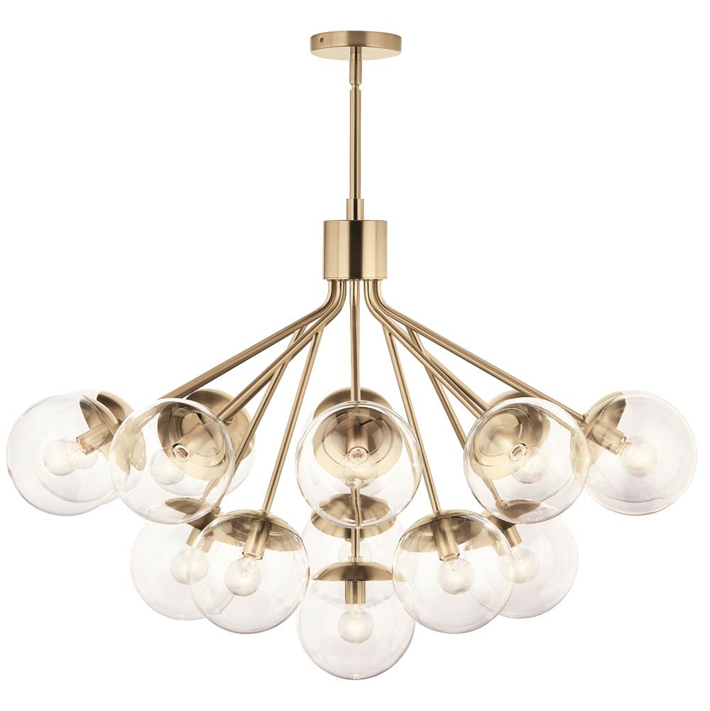 Kichler Lighting Silvarious 38 Inch 16 Light Convertible Chandelier With Clear Glass In Champagne Bronze