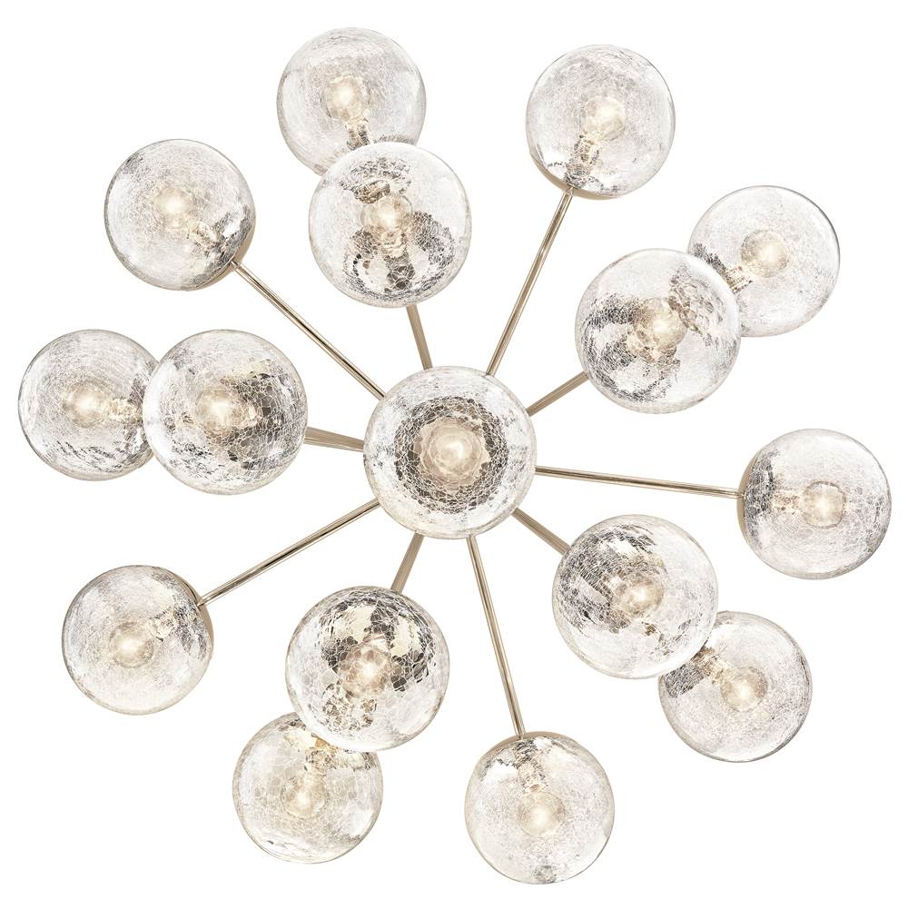 Kichler Lighting 52702PN Polished Nickel Silvarious 38 Inch 16 Light Convertible Chandelier With Clear Crackled Glass In Polished Nickel Image 3