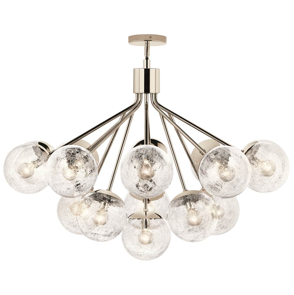 Kichler Lighting Silvarious 38 Inch 16 Light Convertible Chandelier With Clear Crackled Glass In Polished Nickel