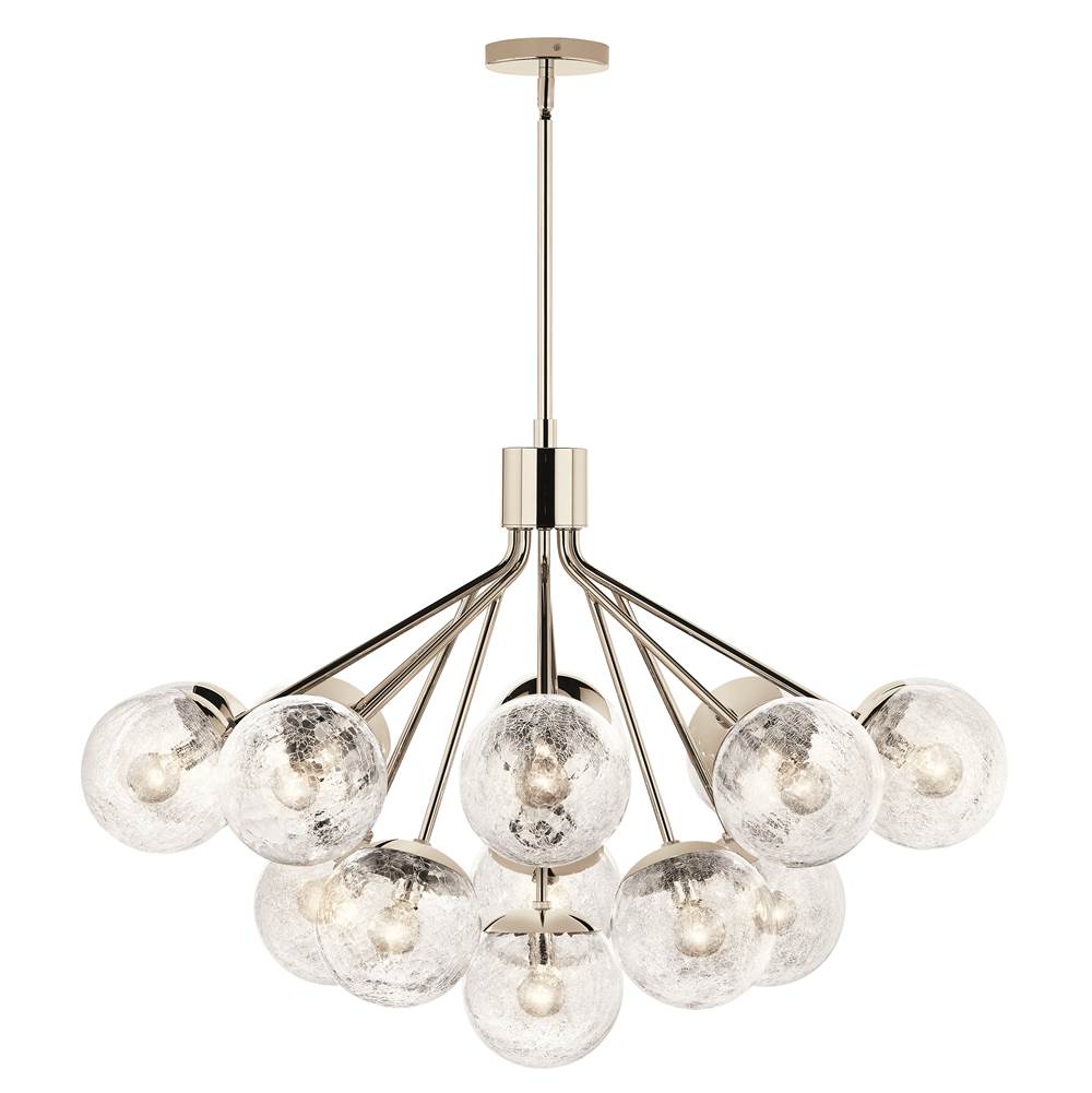 Kichler Lighting 52702PN Polished Nickel Silvarious 38 Inch 16 Light Convertible Chandelier With Clear Crackled Glass In Polished Nickel Image 7