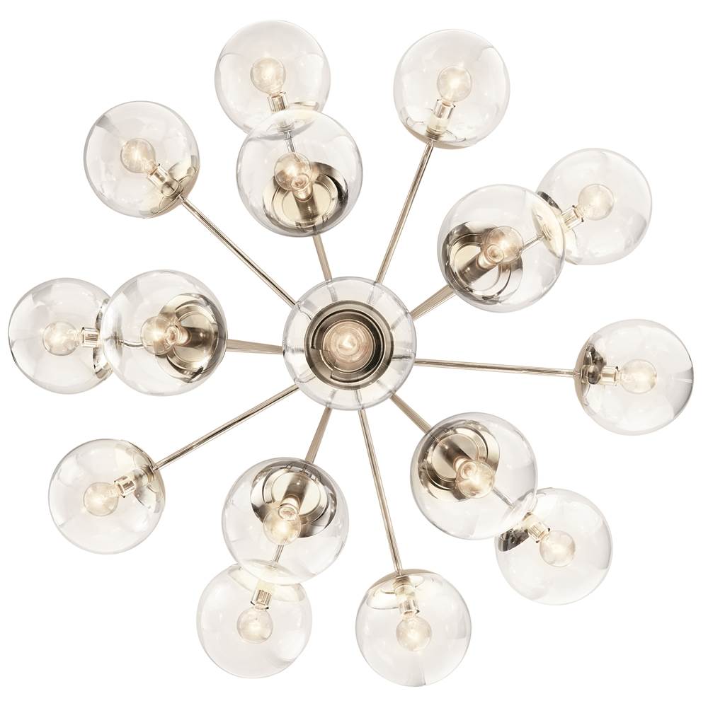 Kichler Lighting 52702PNCLR Polished Nickel Silvarious 38 Inch 16 Light Convertible Chandelier With Clear Glass In Polished Nickel Image 3