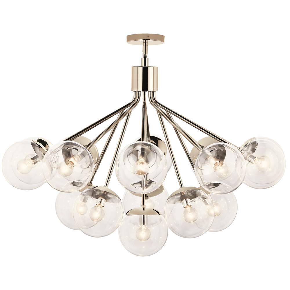 Kichler Lighting Silvarious 38 Inch 16 Light Convertible Chandelier With Clear Glass In Polished Nickel
