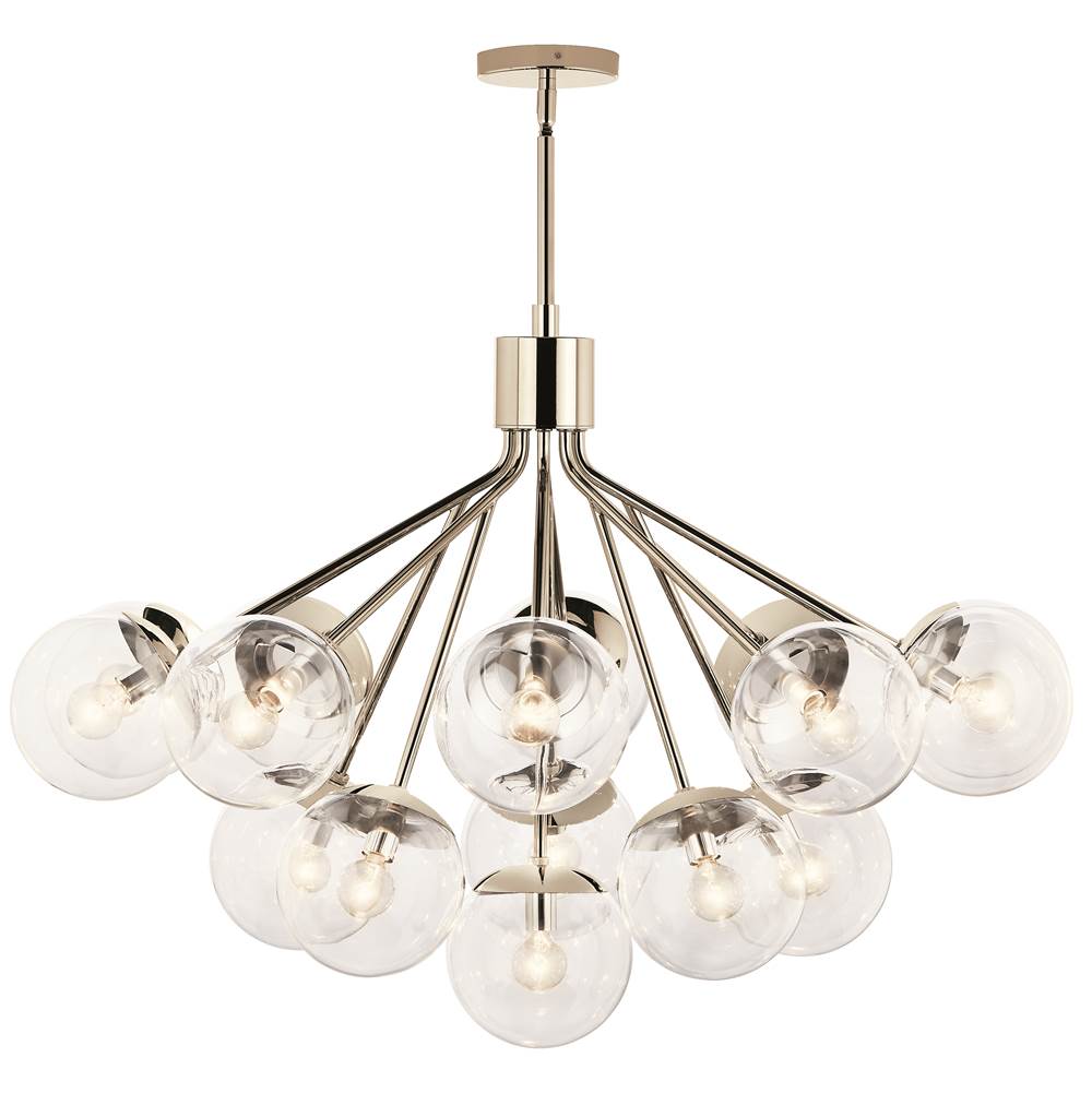 Kichler Lighting 52702PNCLR Polished Nickel Silvarious 38 Inch 16 Light Convertible Chandelier With Clear Glass In Polished Nickel Image 7